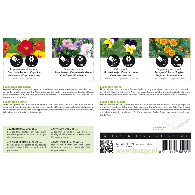 Spiselige Blomster 4 Slags - Såmåtte