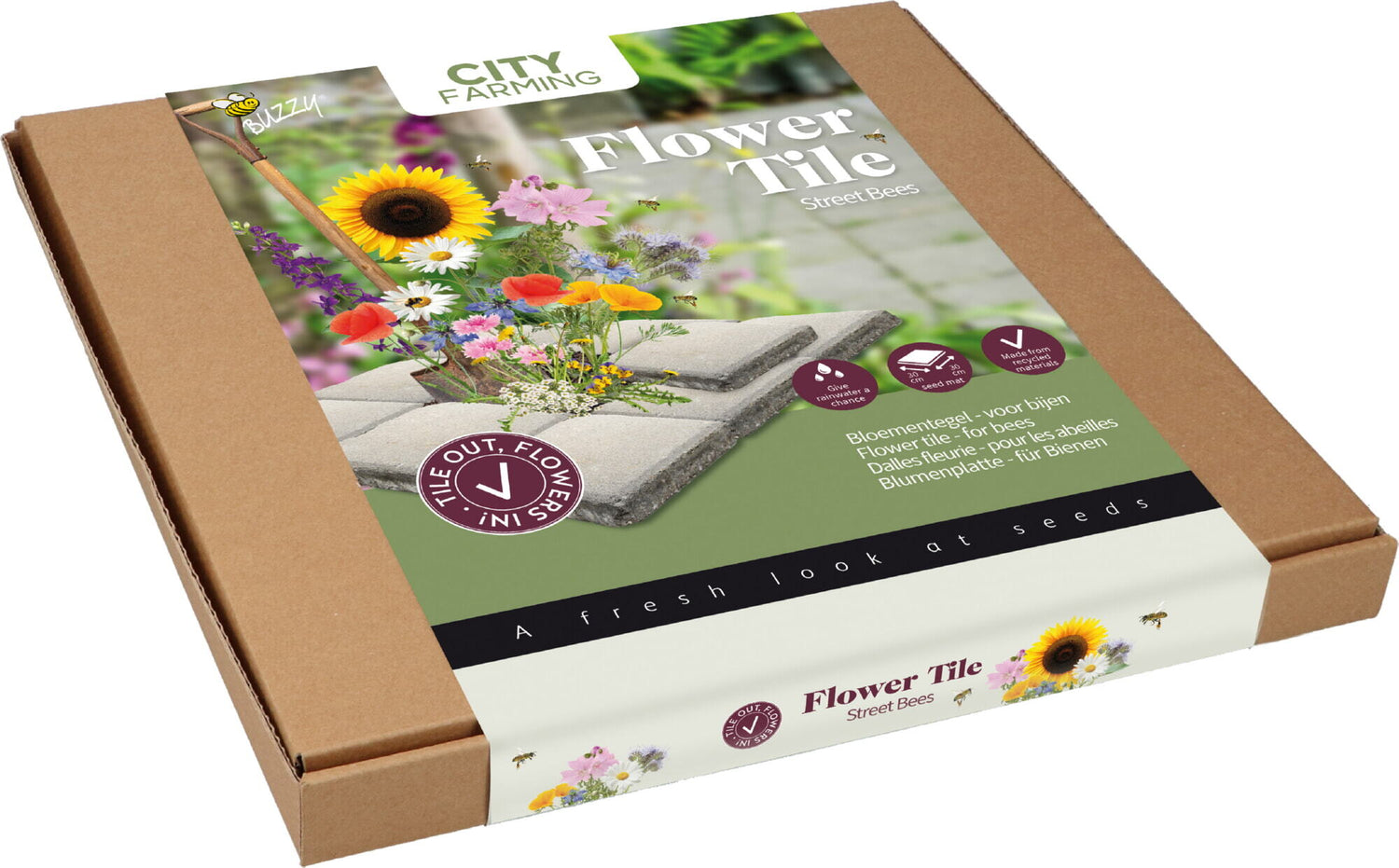 Blomster Flise 30 cm x 30 cm - Bivenlig