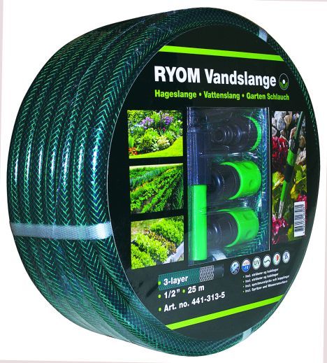 Vandslange grøn 1/2" m/ Fittin.25M