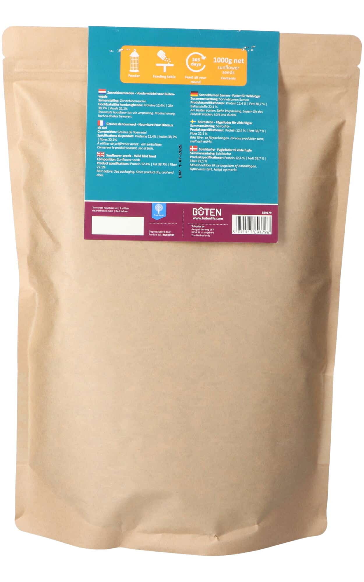 Bûten food solsikkefrø 1000g