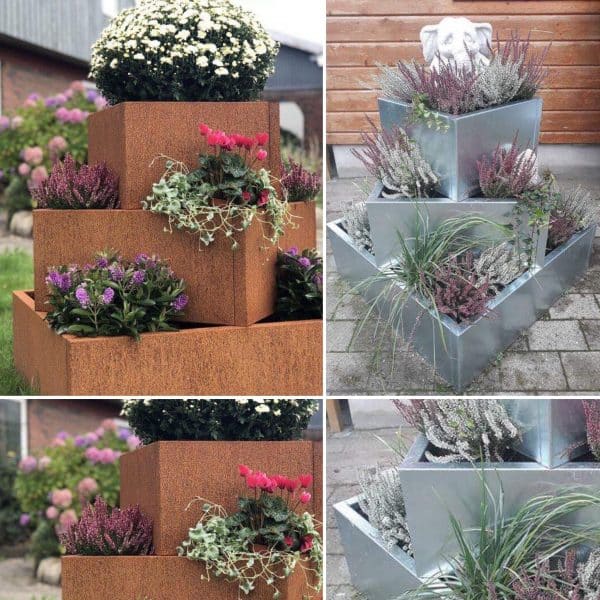 Blomsteropsats i 3 lag Råt- eller galvaniseret stål