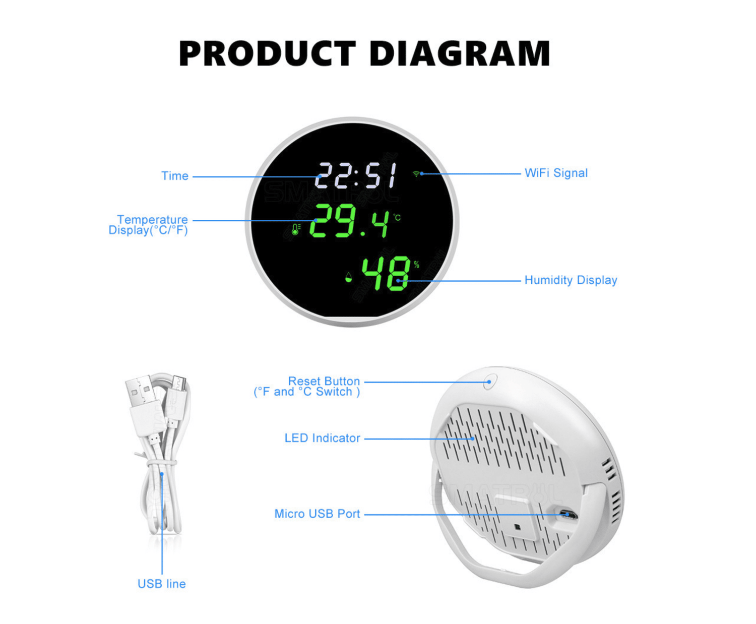 Smart WIFI Termo- og hygrometer