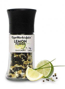 Cape Herb &amp; Spice - FB Lemon Pepper 55g Kværn ***DATOVARE***