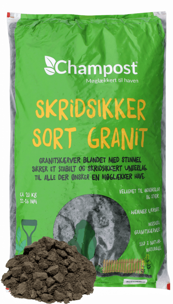 Skridsikker Sort Granit - Bigbag