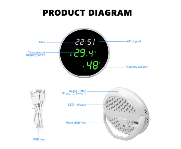 Smart WIFI Termo- og hygrometer - Billede 2